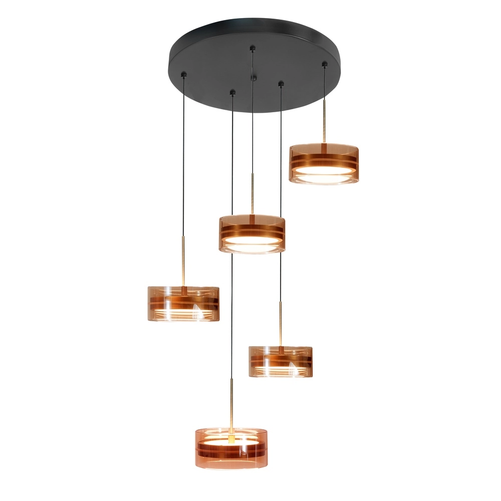 Design hanglamp Mini Enzo zwart met brons 5-lichts