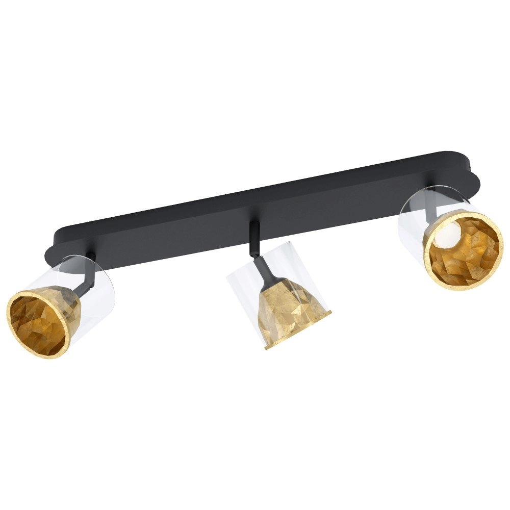 Zwarte plafondlanp Melito met goud 3-lichts Stars of Light 9002759395759