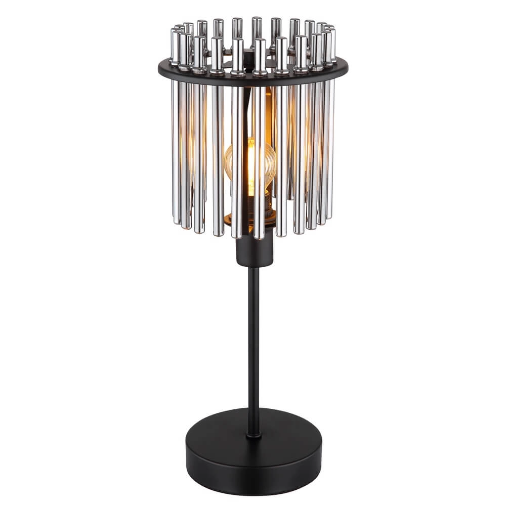 Zwarte tafellamp Gorley met smoke glas Ø 15cm