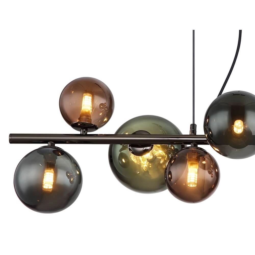 Zwarte hanglamp Riha gekleurd glas 9-lichts Globo 9007371456116