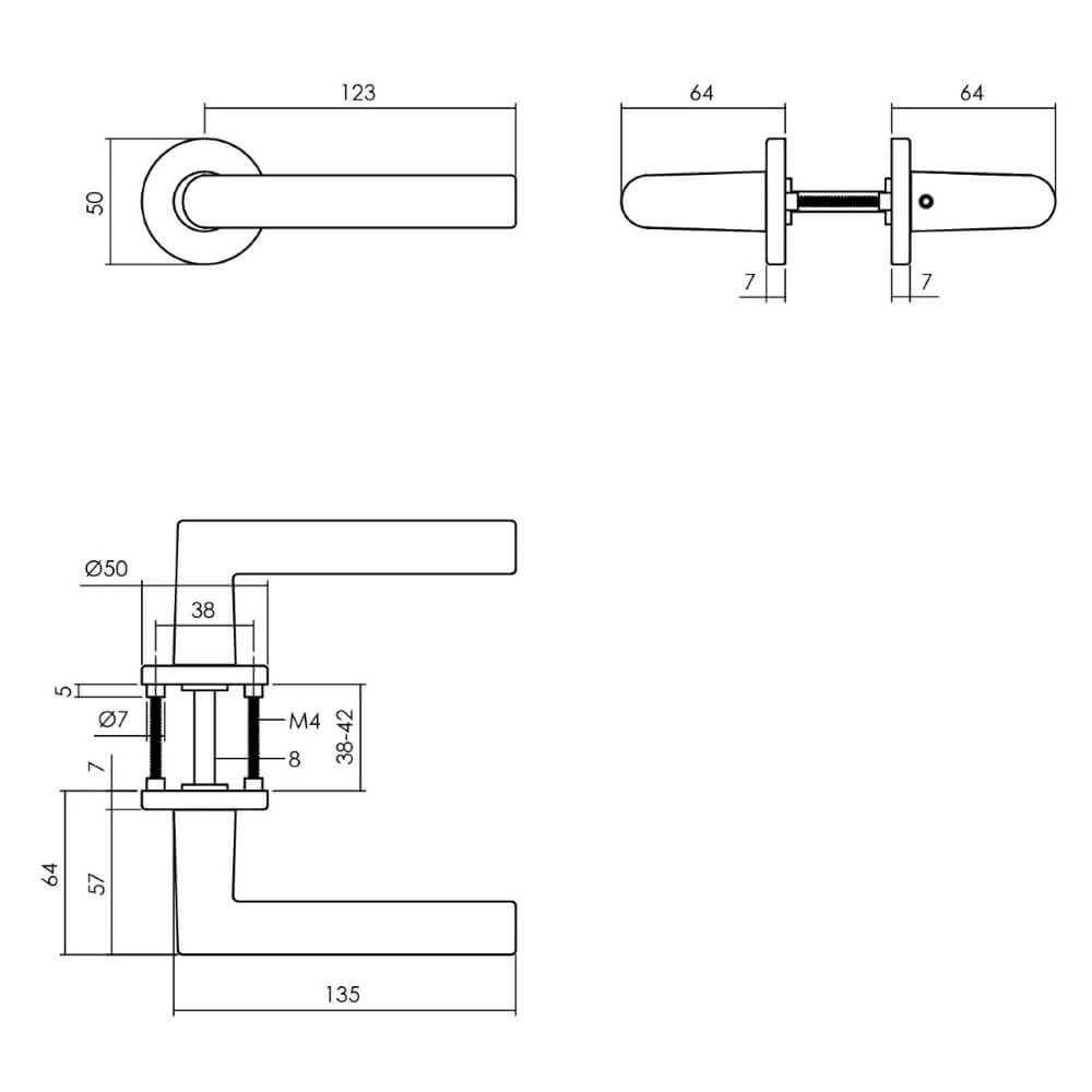 Deurklink Broome aluminium zwart Ø 5cm Intersteel 8714186505212