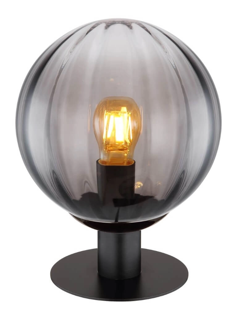 Tafellamp Dallerta zwart met smoke glas Tafellamp Dallerta zwart met smoke glas