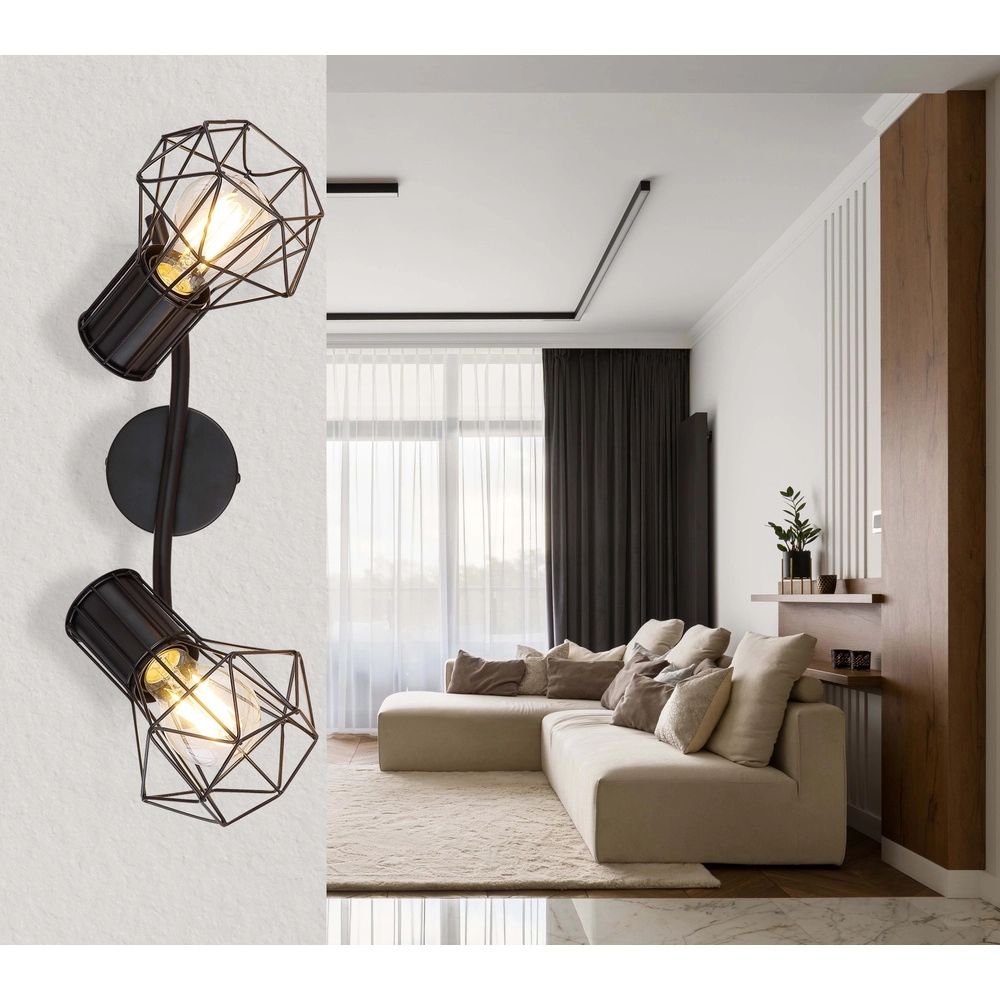 Plafondlamp Priska 2-lichts zwart Globo 9007371400171