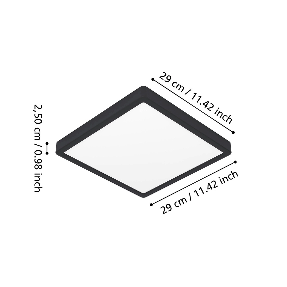 Plafonnière IP44 Fueva 6 vierkant - zwart - 29x29cm Eglo 9008606330355