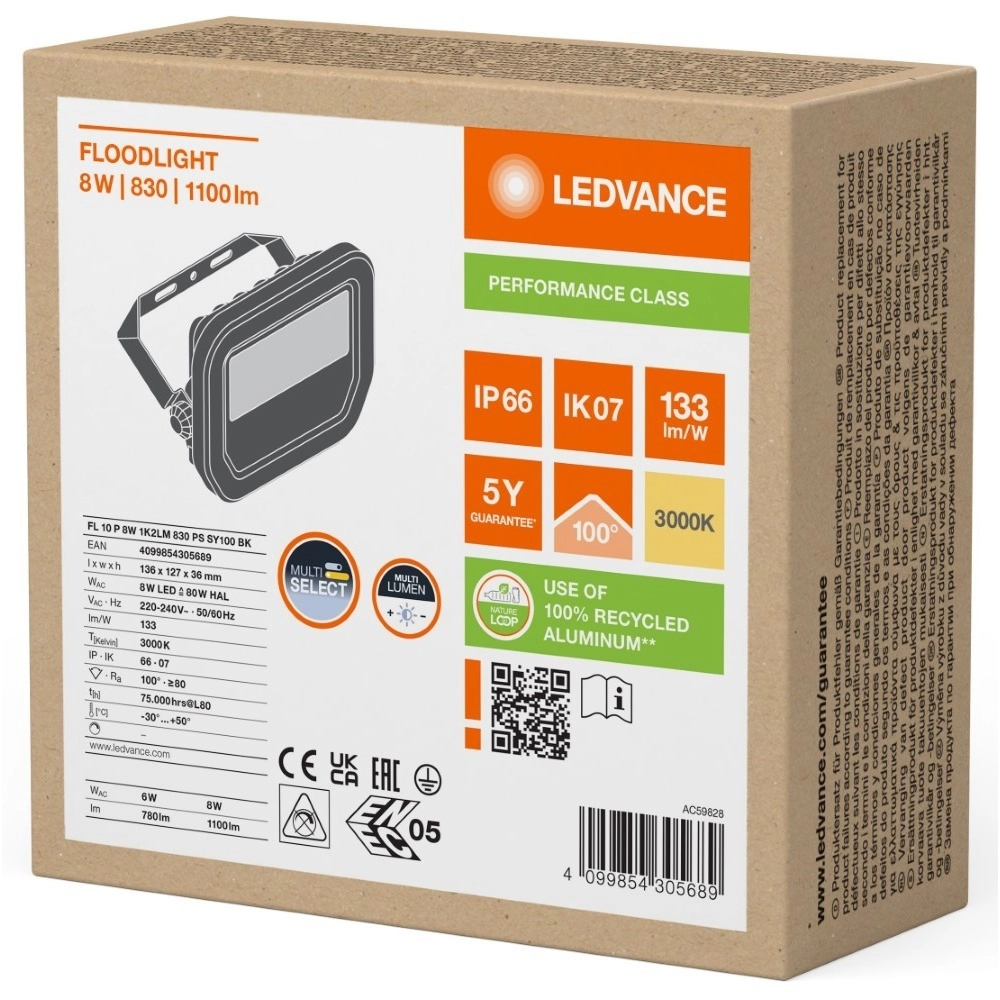 Schijnwerper Vance 8W - 3000K zwart Lyora 4099854305689