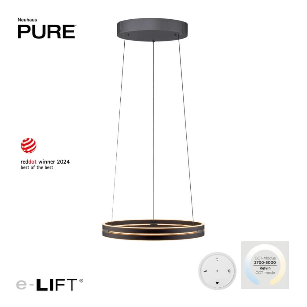 Strakke hanglamp Pure E-Loop zwart Paul Neuhaus 4012248386224