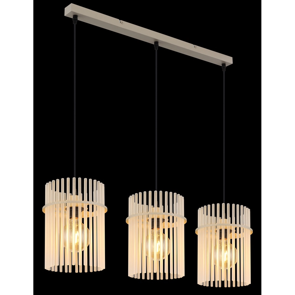 3-lichts hanglamp Gorley zand bruin met glas Globo 9007371566716