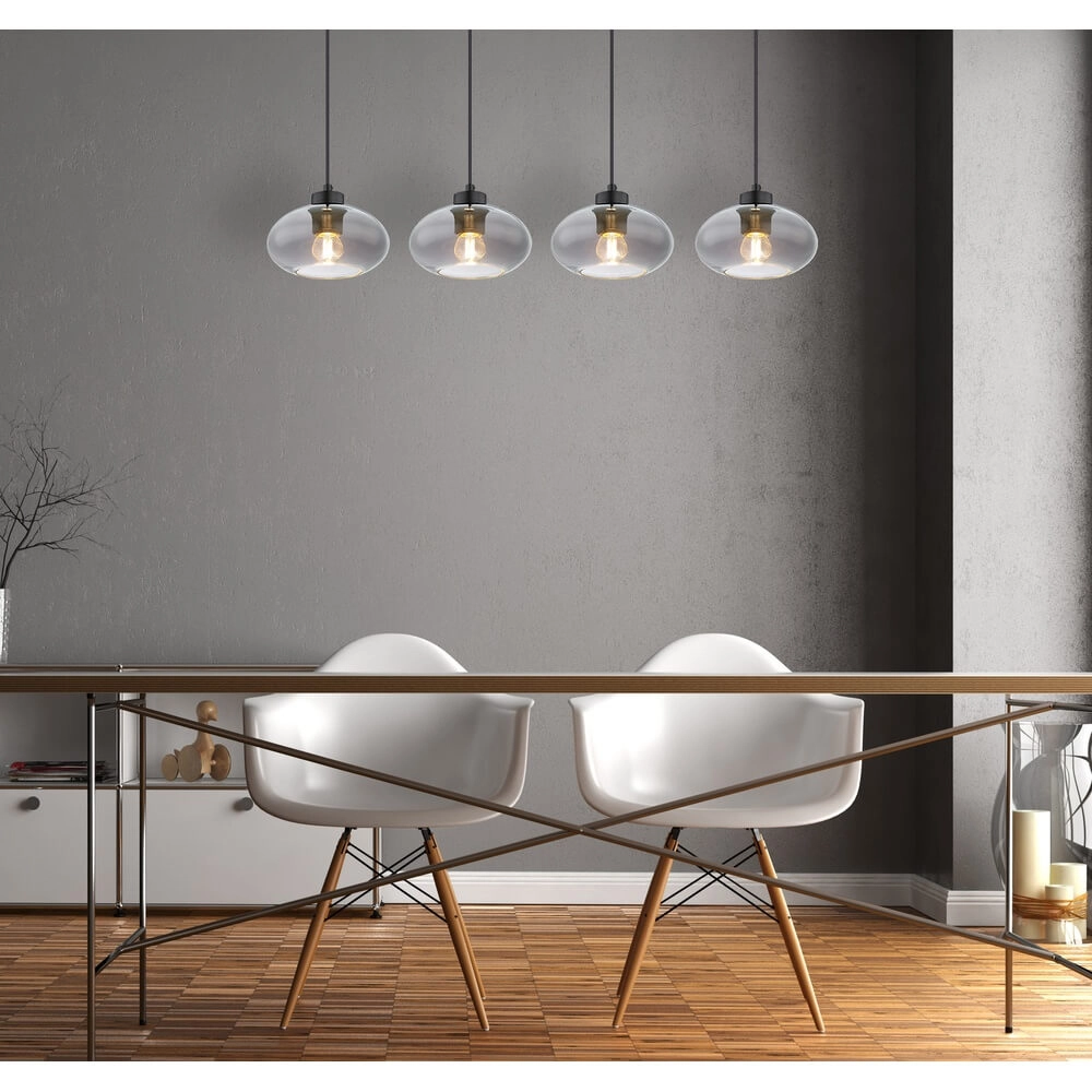 Zwarte hanglamp Shaun 4-lichts recht Globo 9007371442478