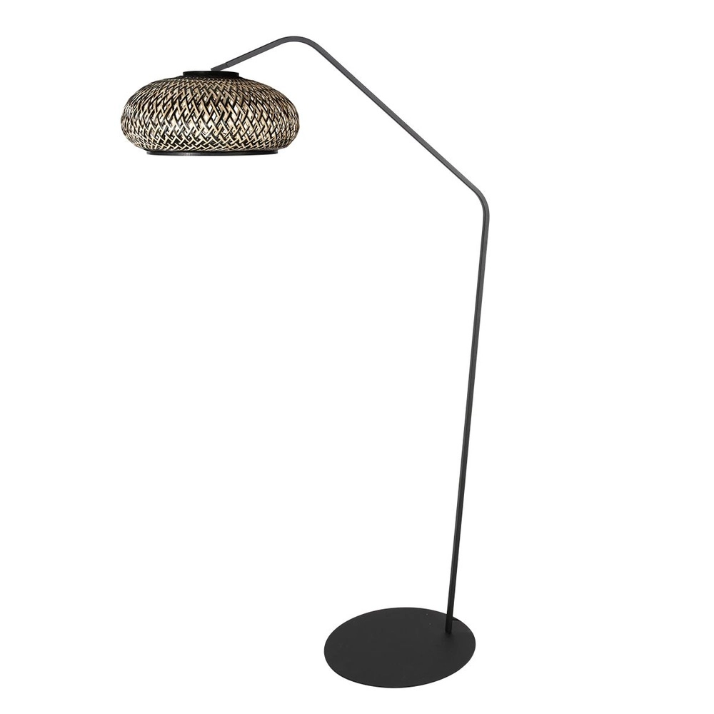 Booglamp ZigZag met rotan en zwarte kap Steinhauer 8712746183054