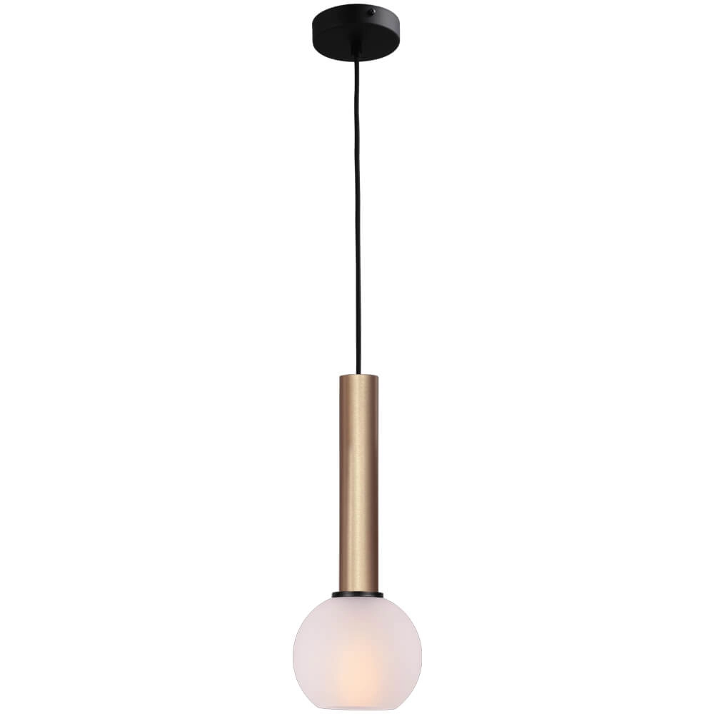 Hanglamp Ø 15cm Bella 2 Messing goud met mat wit glas
