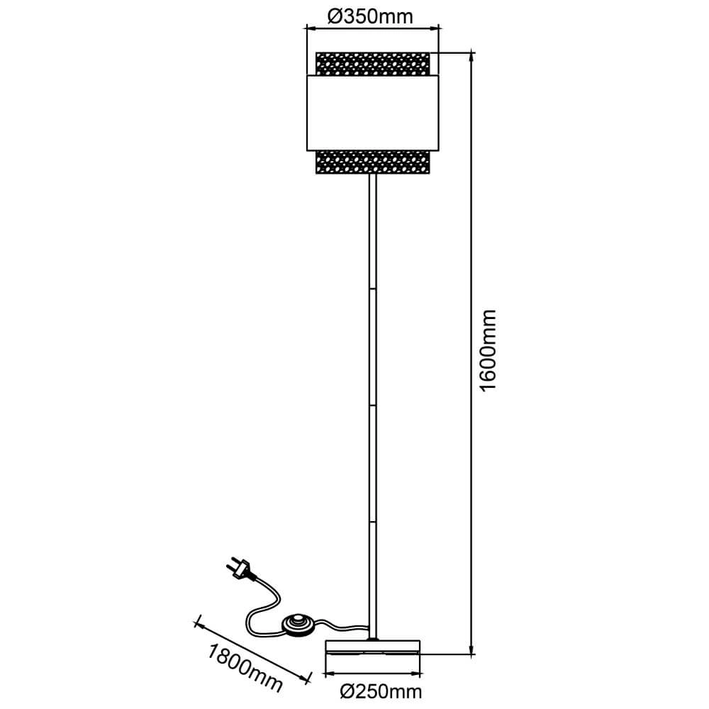 Vloerlamp Waterlilly rotan met grijze stof Brilliant 4004353411915