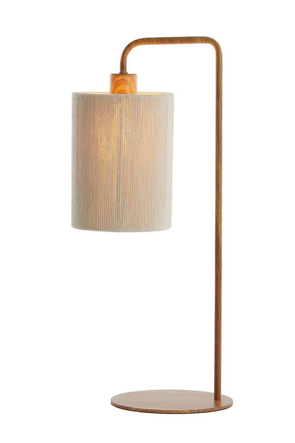 Japandi tafellamp Donio lichte hout print
