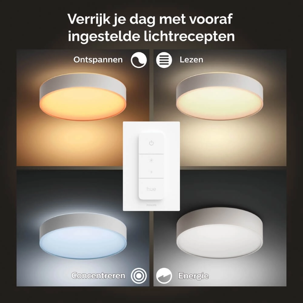 Plafondlamp Hue Enrave M - White Ambiance Ø 38,1cm wit Philips 8718696176436