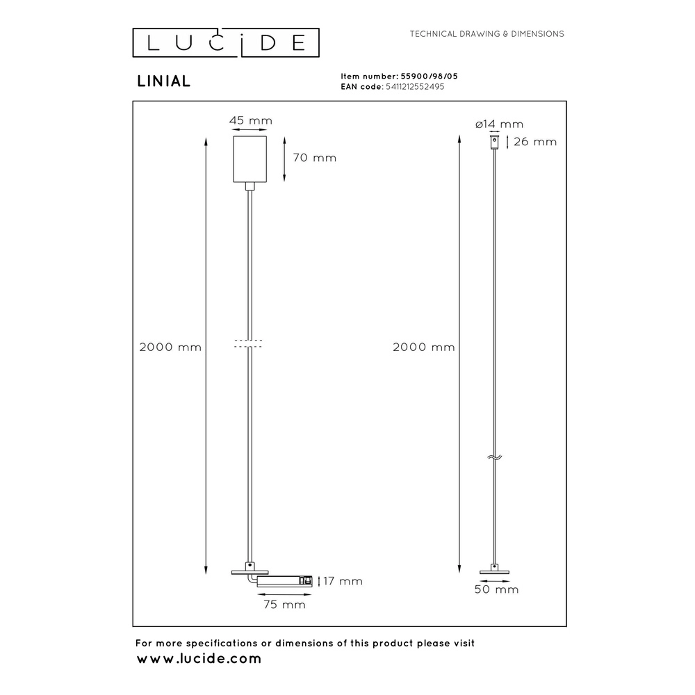 Ophanging voor inbouwdriver Linial champagne Premium by Lucide 5411212552495