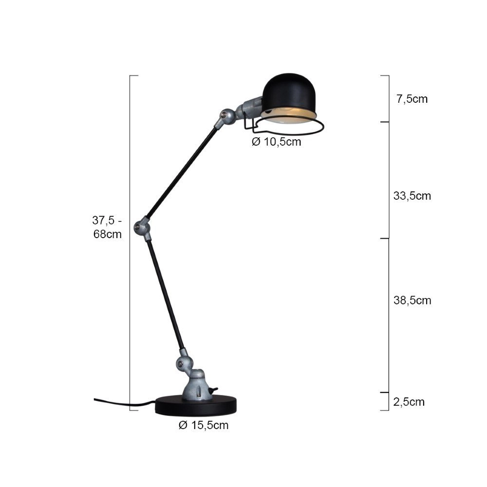 Landelijke bureaulamp Davin zwart met vintage grijs Steinhauer 8712746102017