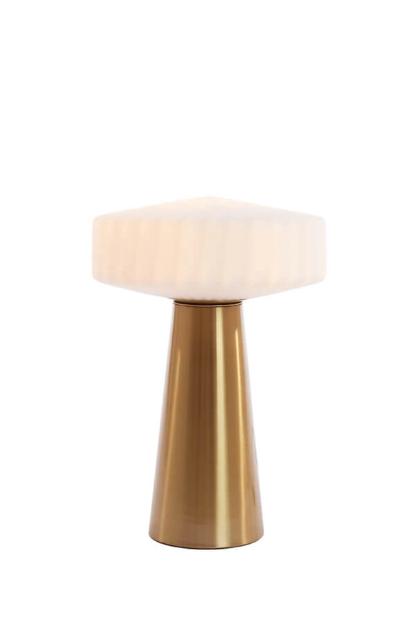 Tafellamp Pleat goud met wit Ø 30cm Light & Living 8717807687717