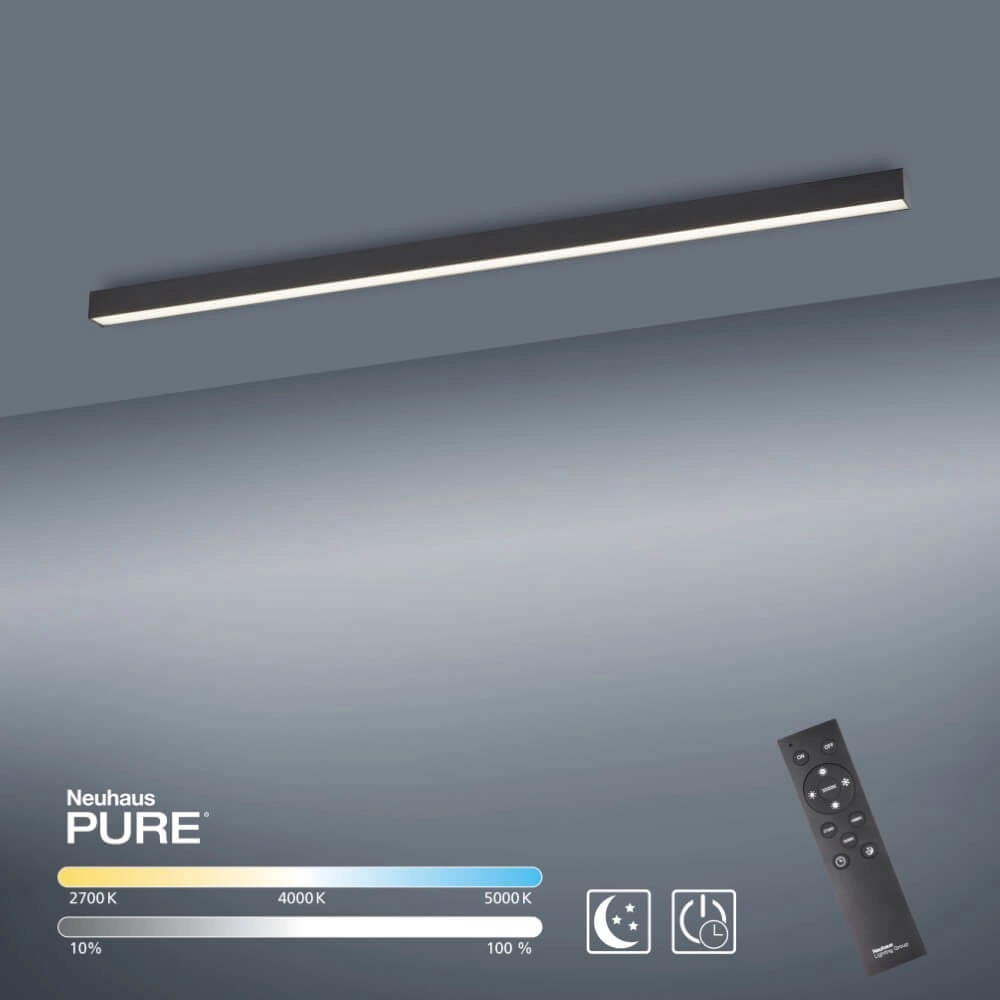 Strakke plafondlamp Pure Lines Straight antraciet Paul Neuhaus 4012248357903