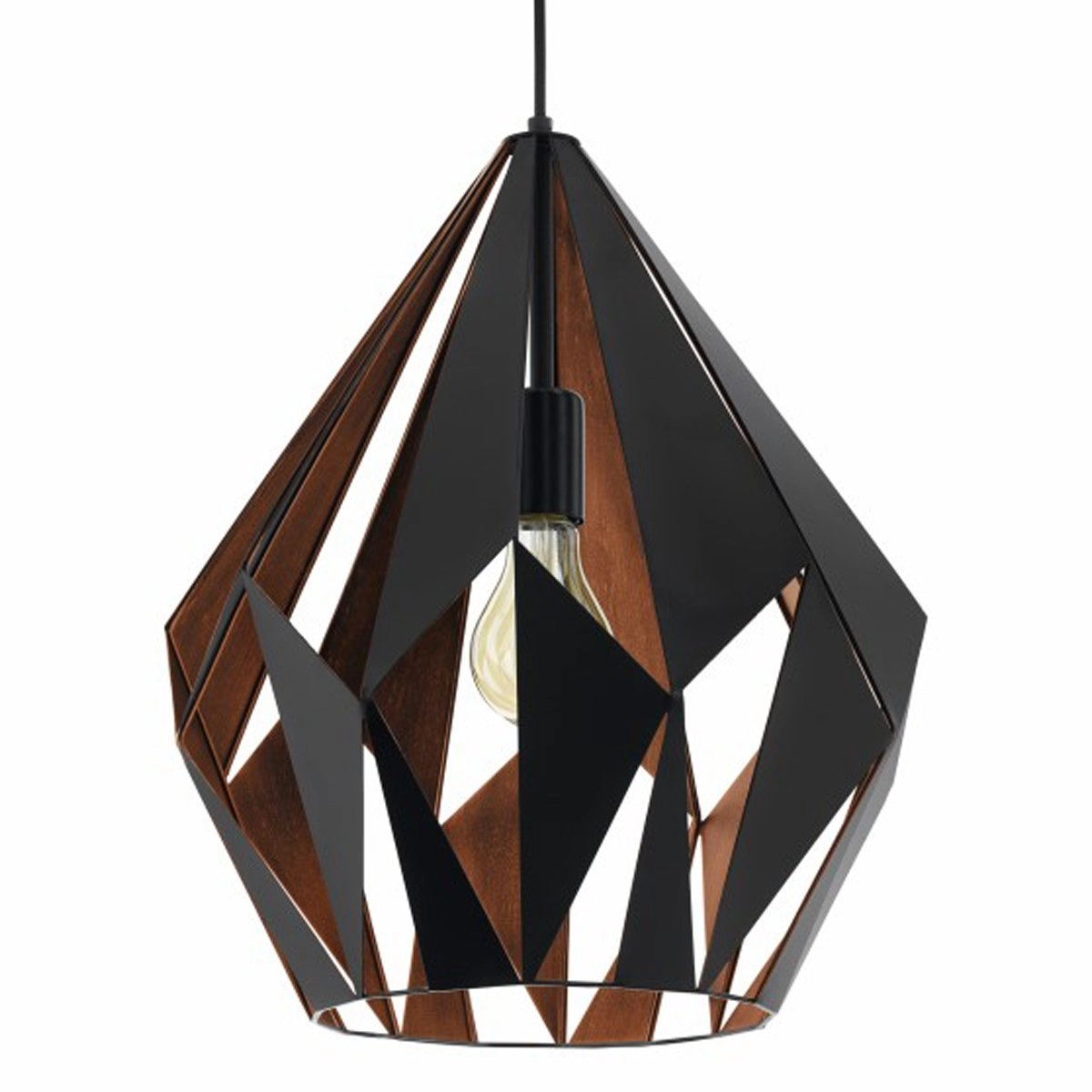 Hanglamp Carlton 1 38cm zwart met roodkoper Eglo 9002759498788