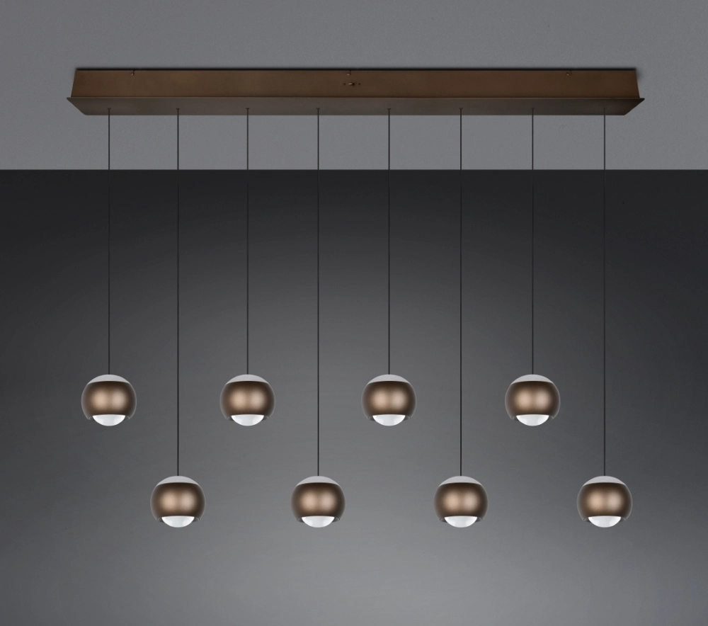 8-lichts led hanglamp Orbit eettafel - platinum bruin Trio 4017807686616