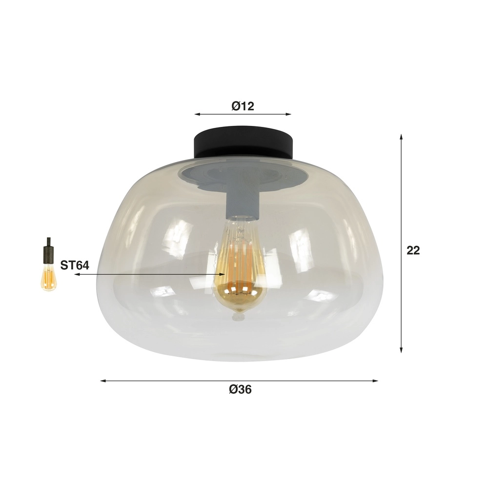 Glazen plafondlamp Pulse Ø 36cm - amber glas Lyora 8716803512030