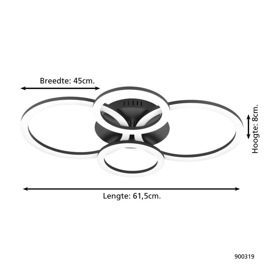 Plafondlamp Zigbee Parrapos-Z 61,5x45cm zwart Eglo 9008606231232