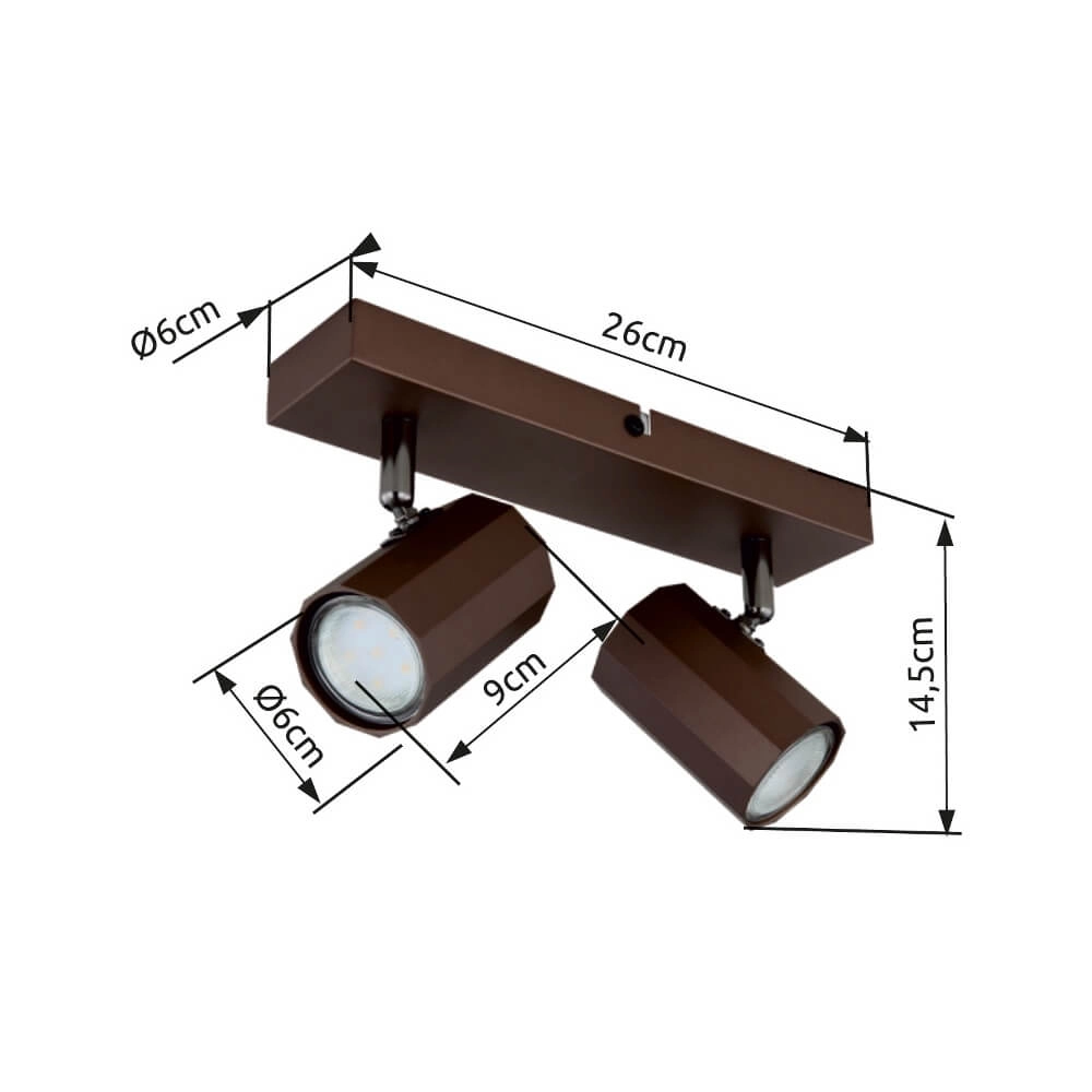 Bronzen plafondlamp James dubbel Globo 9007371447886