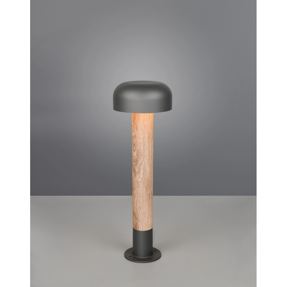 Tuinlamp Fraser grijs met hout 54cm Trio 4017807648584