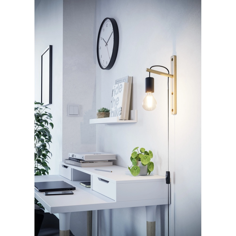 Houten wandlamp Pockley met schakelaar Eglo 9002759440138