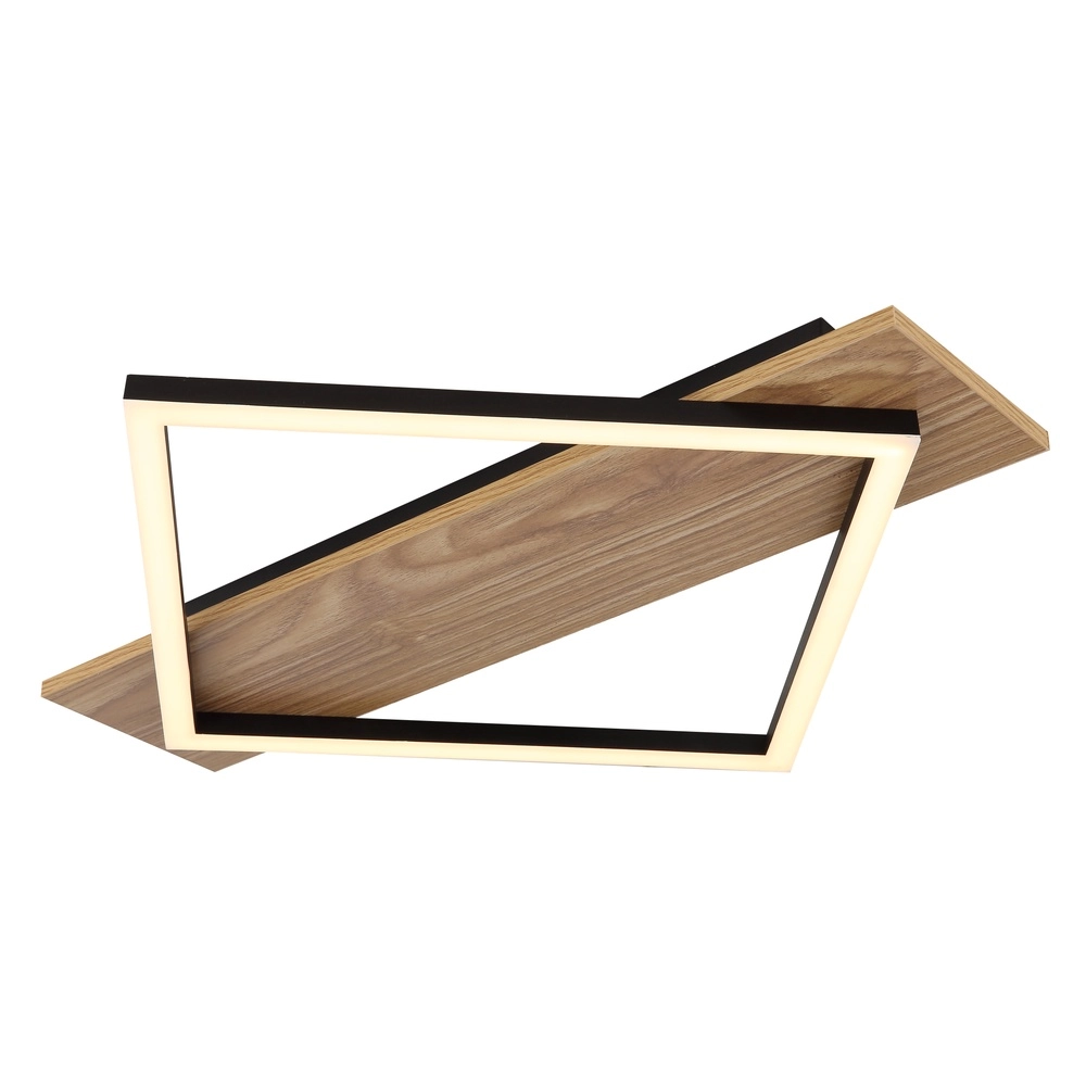 Plafondlamp Beatrix I zwart met hout