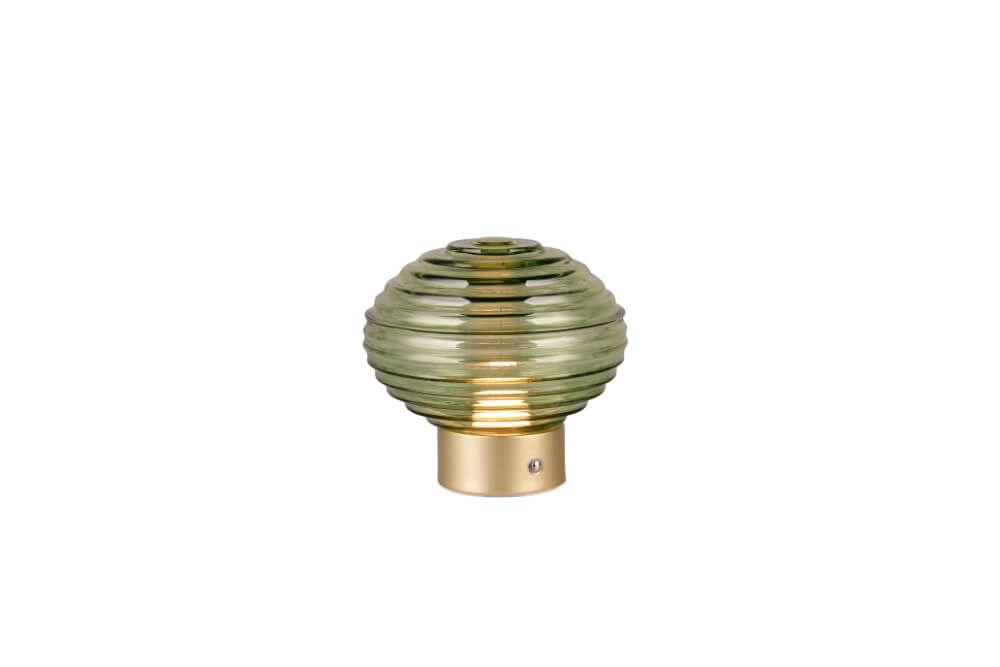 Oplaadbare tafellamp goud Earl groen glas Trio 4017807601947