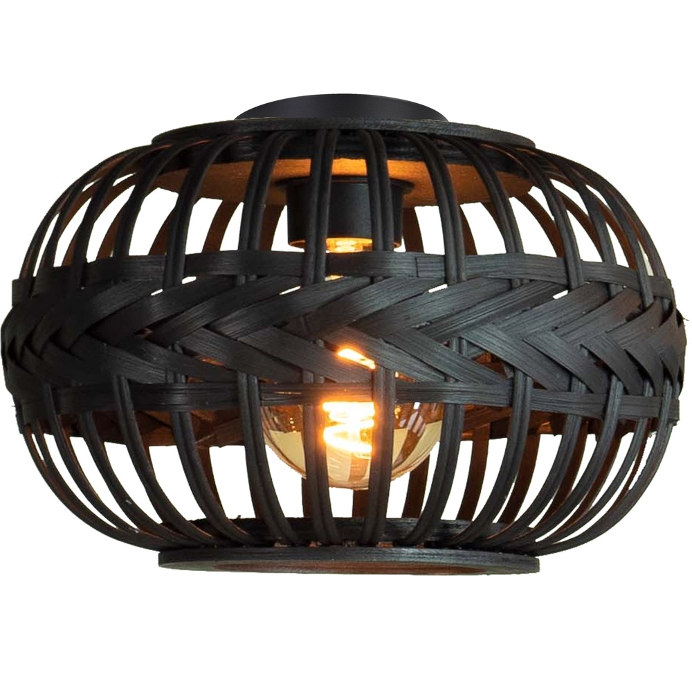 Zwarte plafondlamp Towcester Ø 38cm - hout