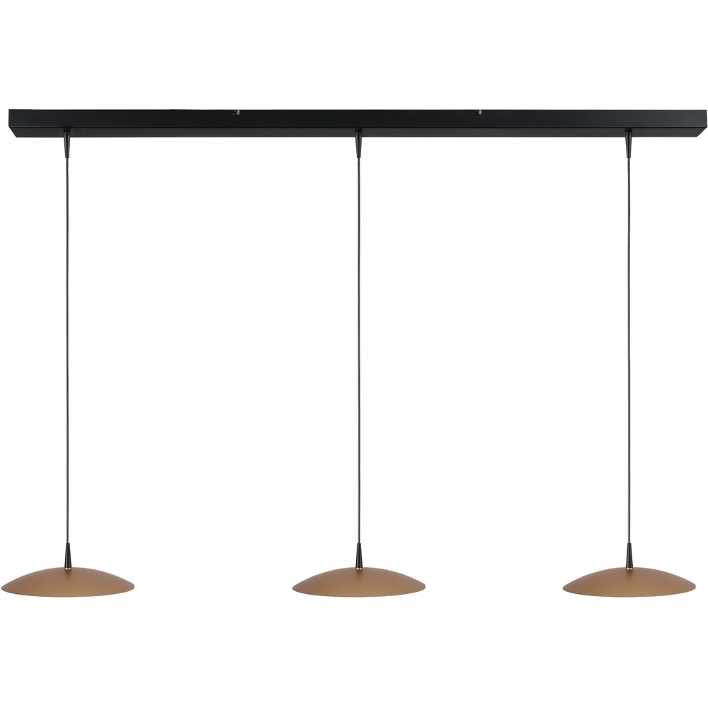 3-lichts hanglamp Scala 130cm zwart met goud Ø 25cm