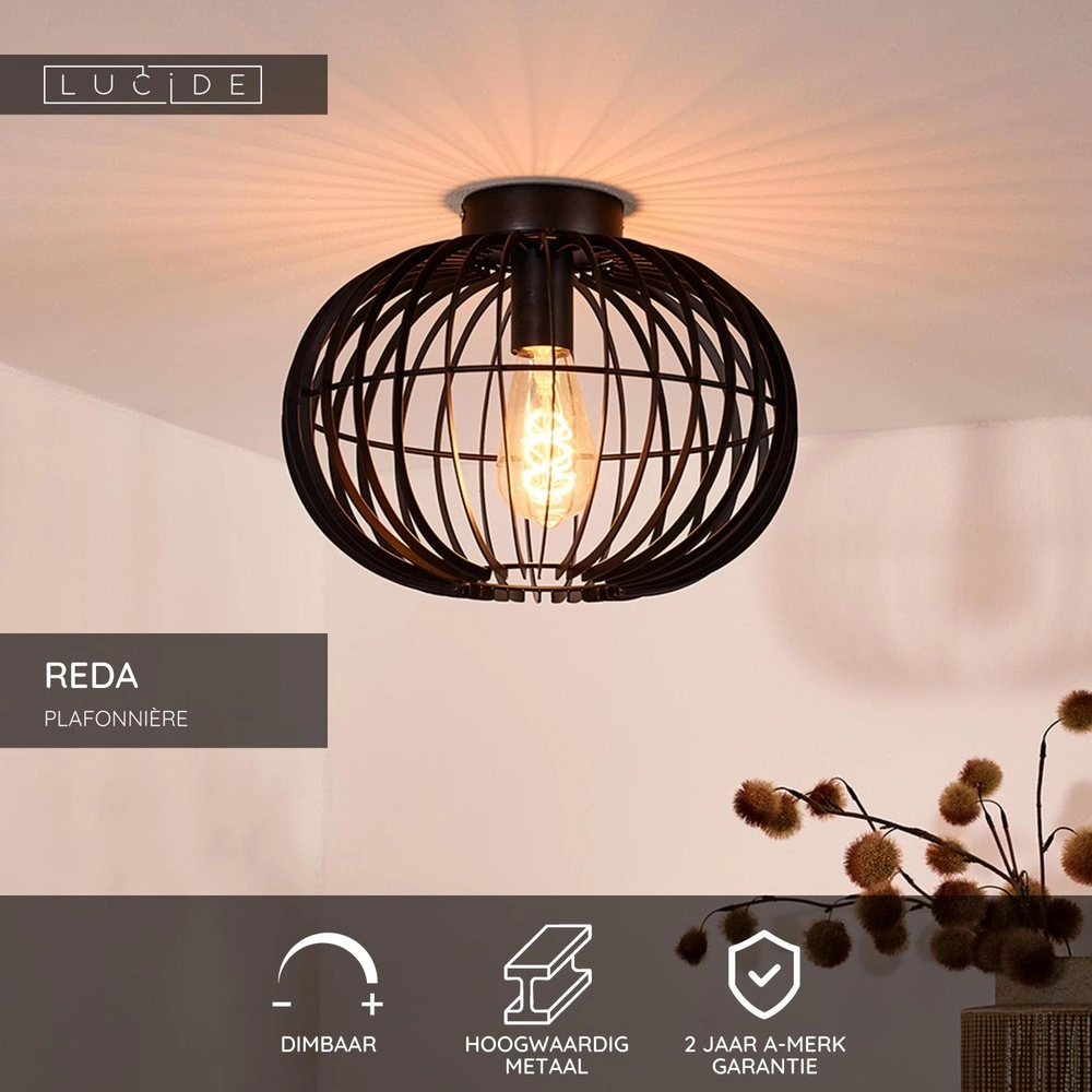 Plafondlamp Reda Ø 32cm zwart Lucide 5411212782526