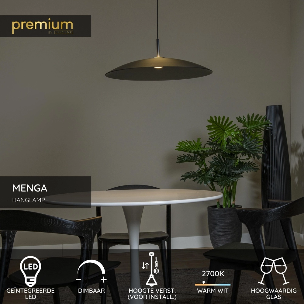 Strakke hanglamp Menga Ø 60cm smoke glas Premium by Lucide 5411212251176