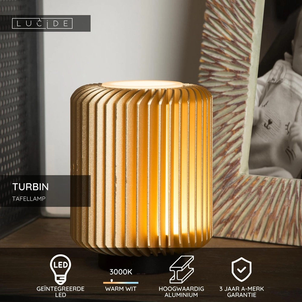 Tafellampje Turbin goud Lucide 5411212262646