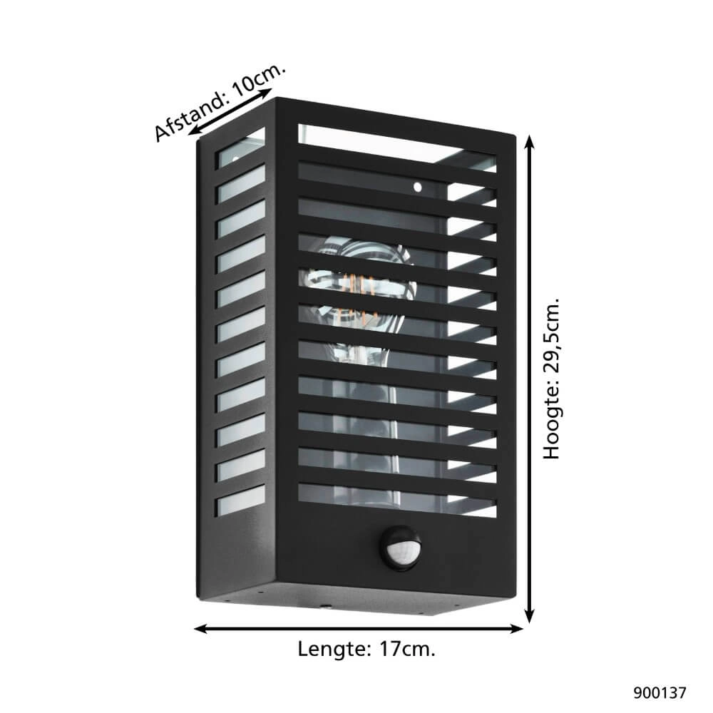 Zwarte buitenlamp Alamonte 3 met sensor Eglo 9008606230112