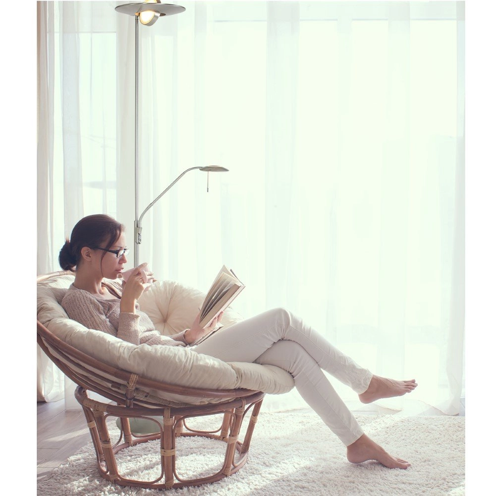 Vloerlamp met leeslampje Zodiac 2-lichts metaalgrijs Steinhauer 8712746122824