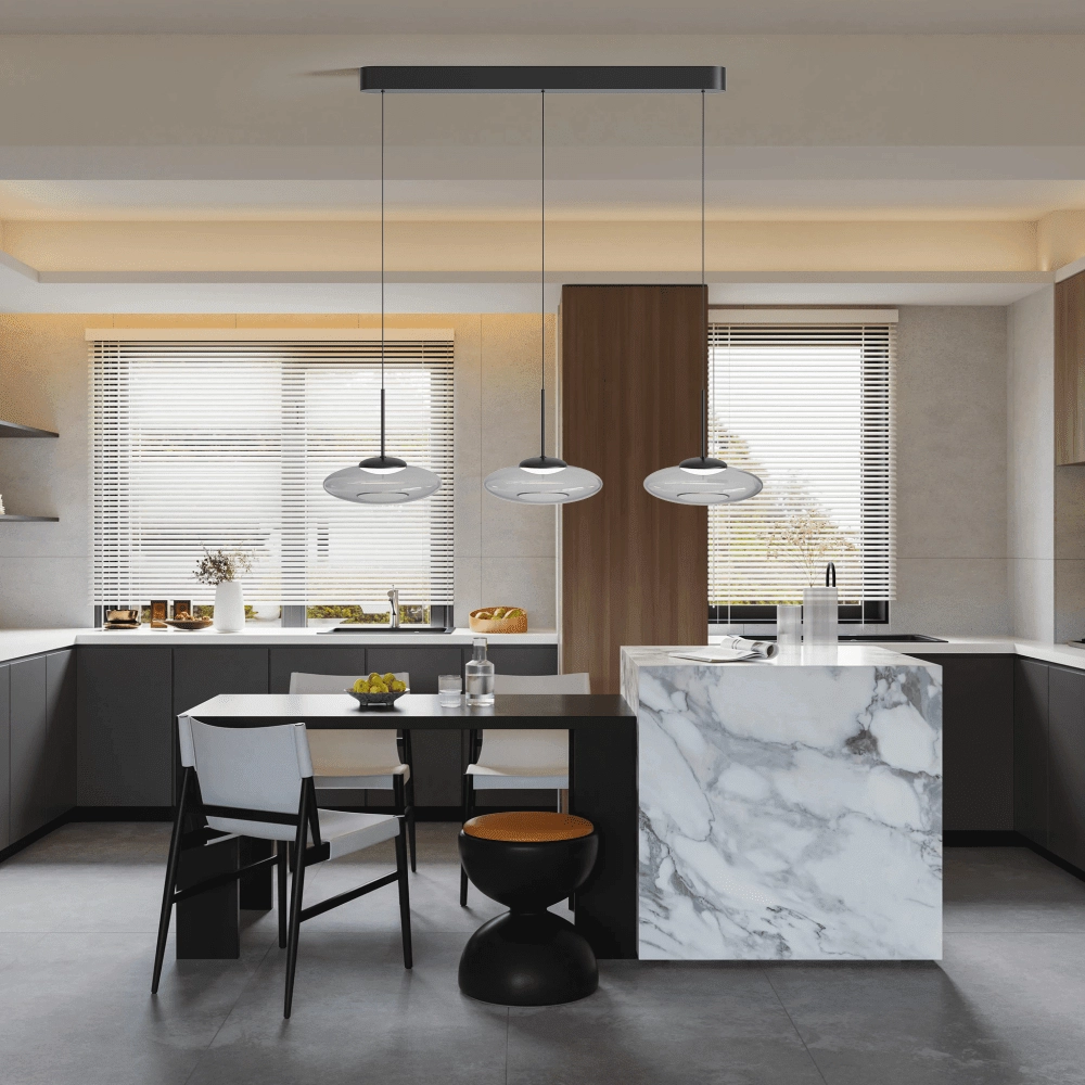 3-lichts hanglamp Bounto zwart helder glas Lyora 4255805304006