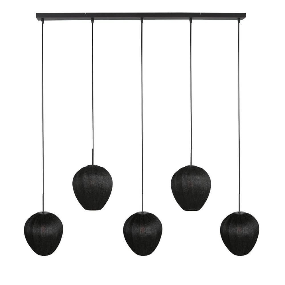 Hanglamp HaloSwap met 5 zwarte kappen