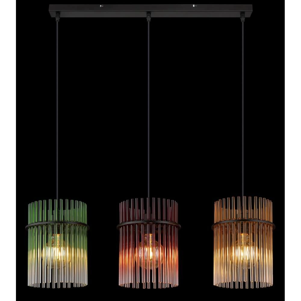 Zwarte hanglamp Gorley gekleurd glas 3-lichts Globo 9007371481002