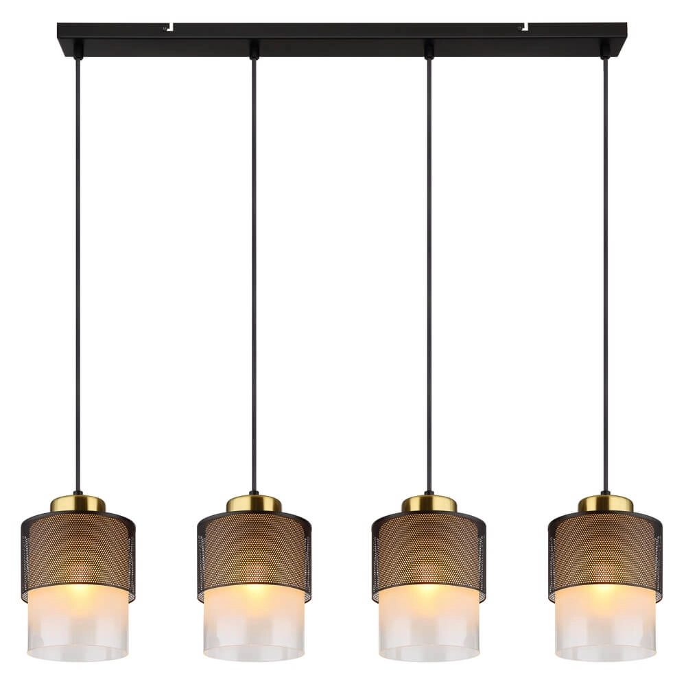 Hanglamp Olga 4-lichts zwart met gaas Globo 9007371455485