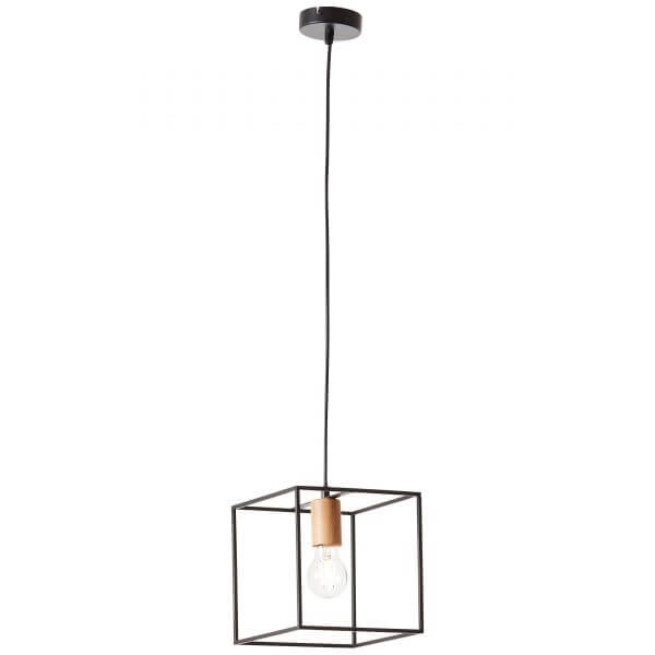 Hanglamp Arica zwart met hout Brilliant 4004353393013