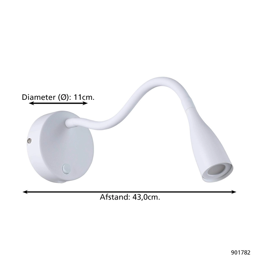 Bedlampje Olivandino 1 flexibel wit Eglo 9008606347797