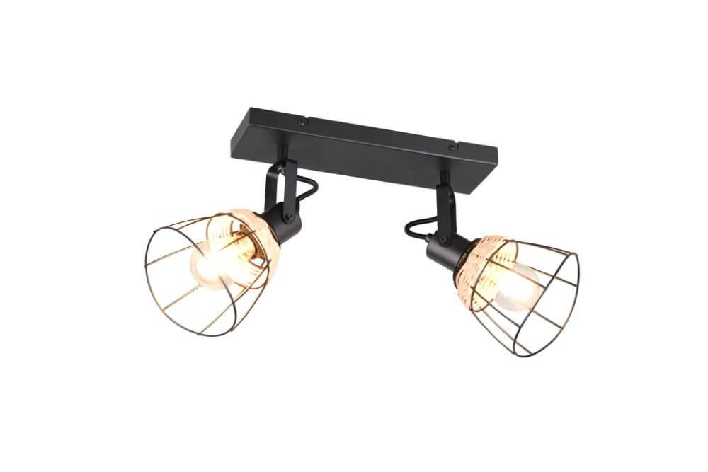 Zwarte plafondlamp Jerome design 2-lichts