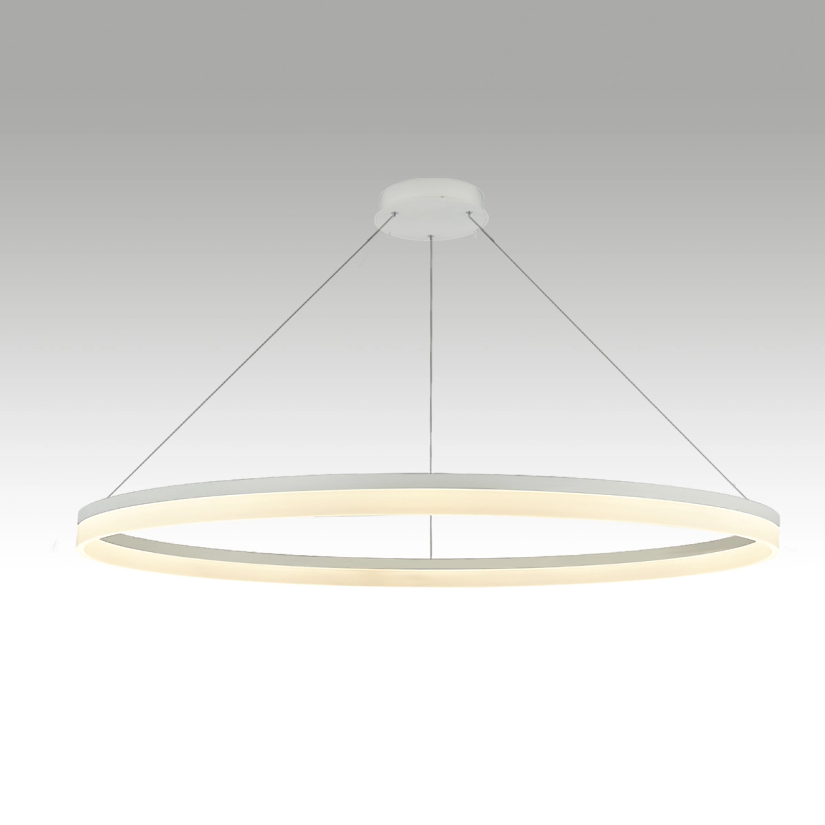 Strakke hanglamp Ara Ø 150cm wit
