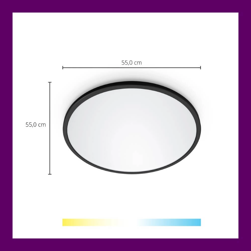 Slimme plafonnière SuperSlim Ø 55cm - zwart WiZ 8720169071018