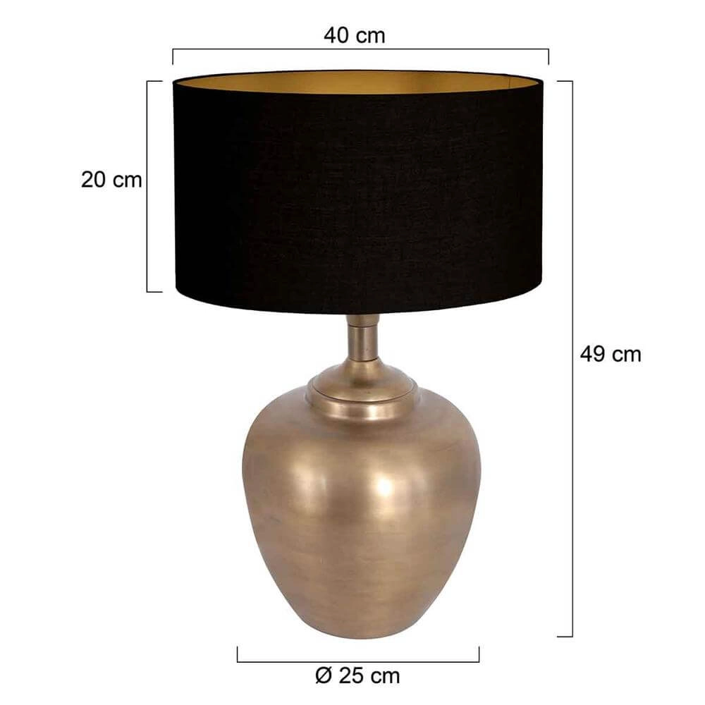 Tafellamp bol Brass brons met zwarte kap Steinhauer 8712746175561