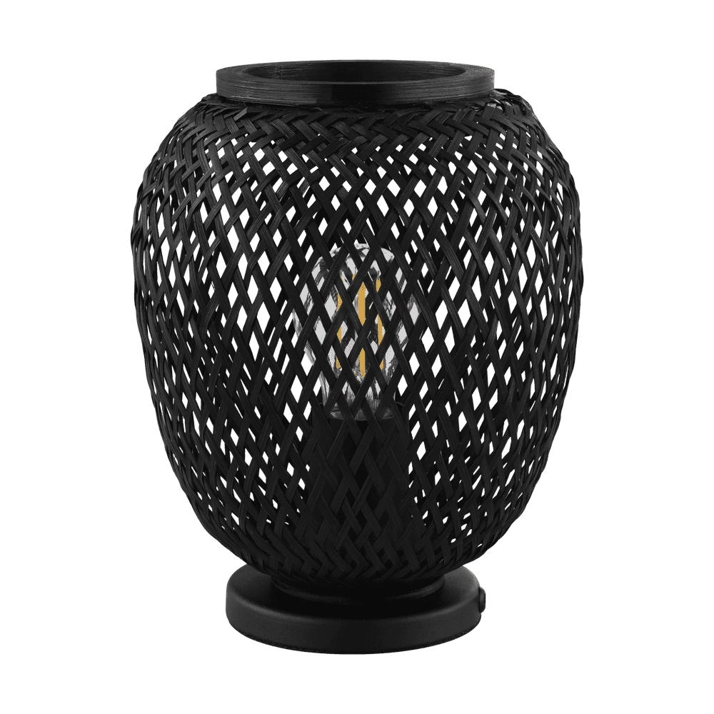 Rotan tafellamp Dembleby 1 zwart