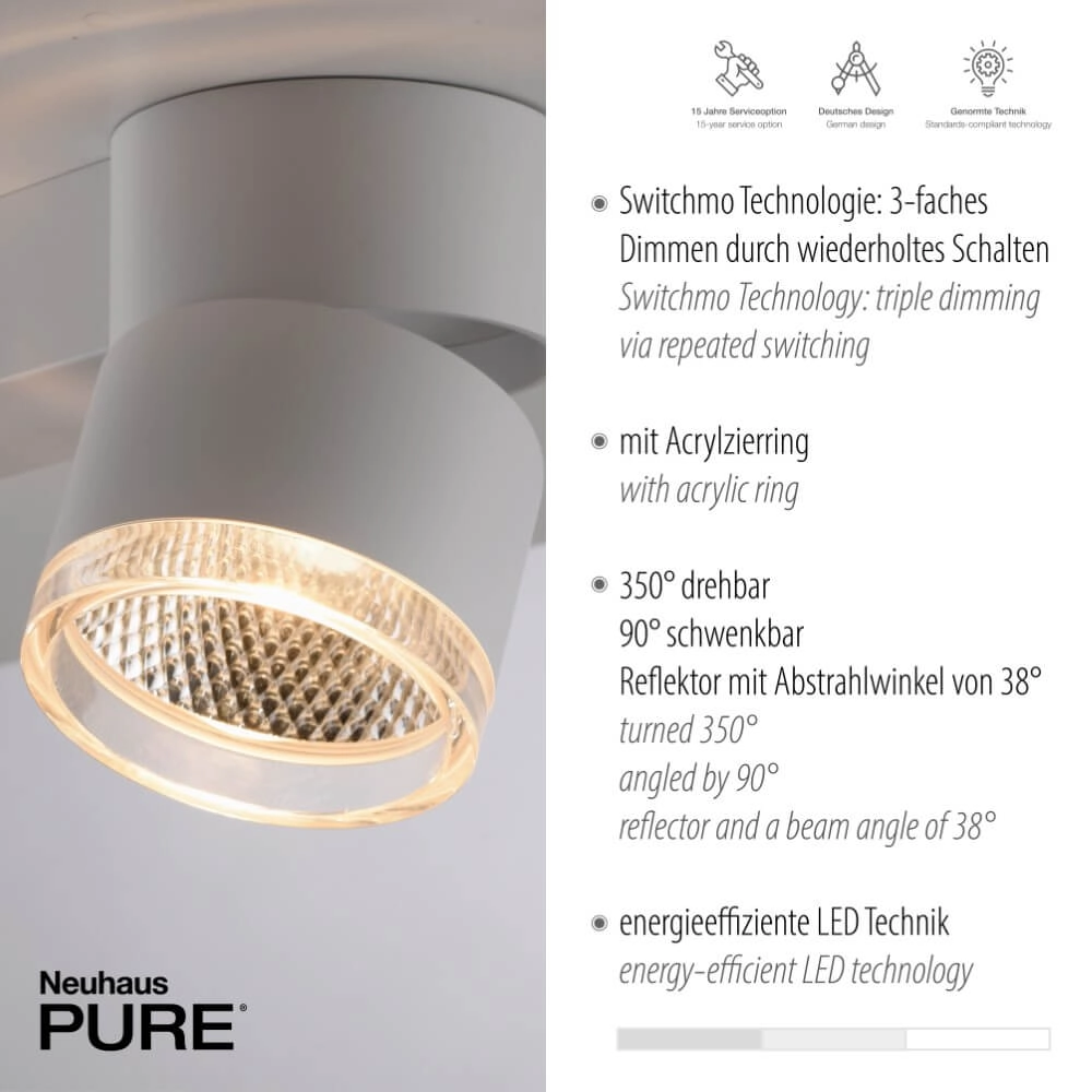 Witte plafondlamp Pure Nola 2-lichts Paul Neuhaus 4012248374542