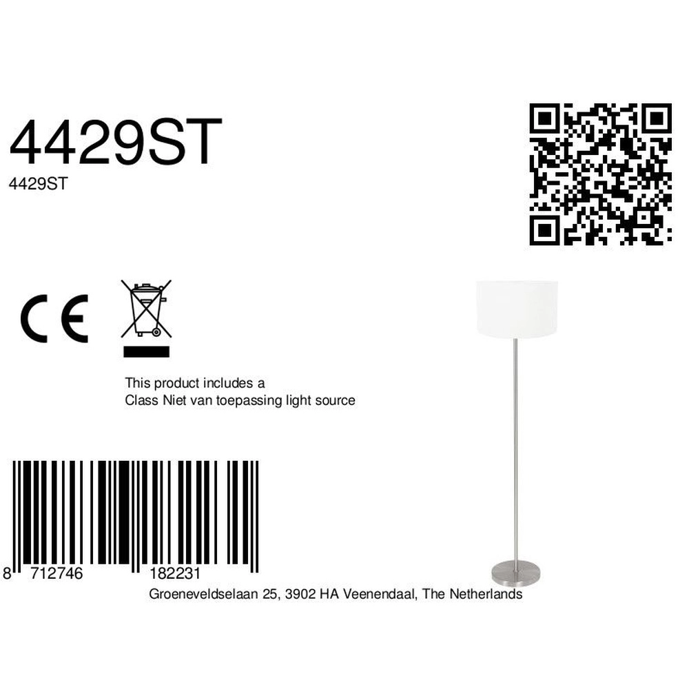 Vloerlamp Noor met witte kap Steinhauer 8712746182231